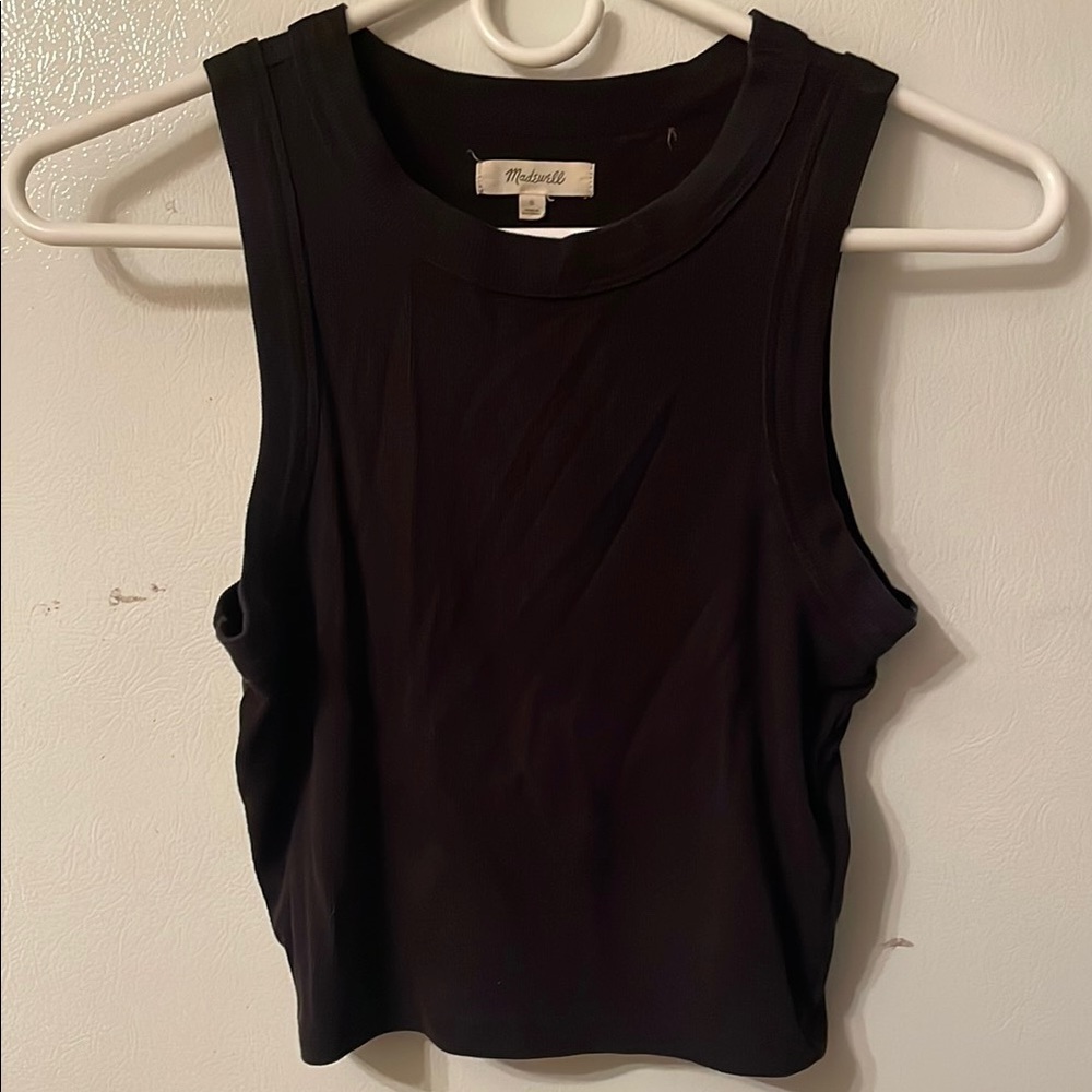 Madewell Black Sleeveless Muscle Tee‎ Crop 95% Cotton